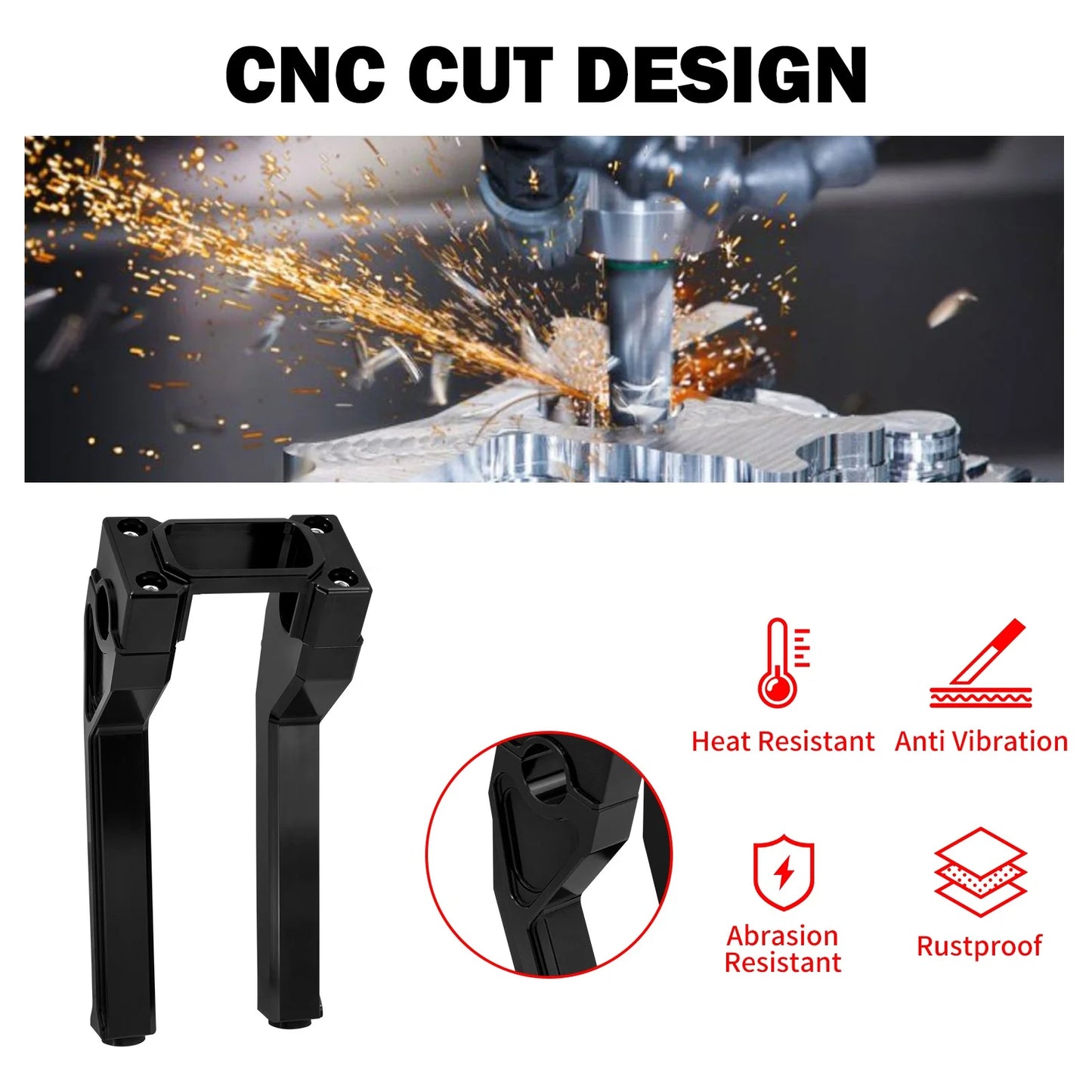Motorcycle 10'' Handlebar Riser Clamp for Harley Softail Sport Glide Street Bob FXBB FXLRST Standard 2018-2023
